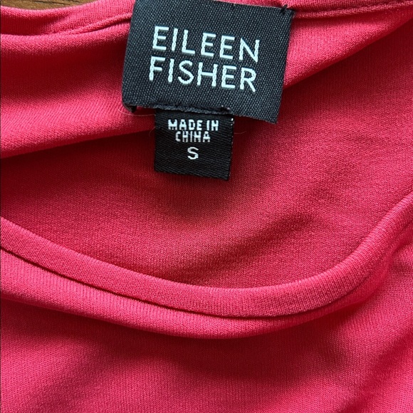 Eileen Fisher 100% silk bright coral sheer long sleeve top size small​ - Picture 4 of 9